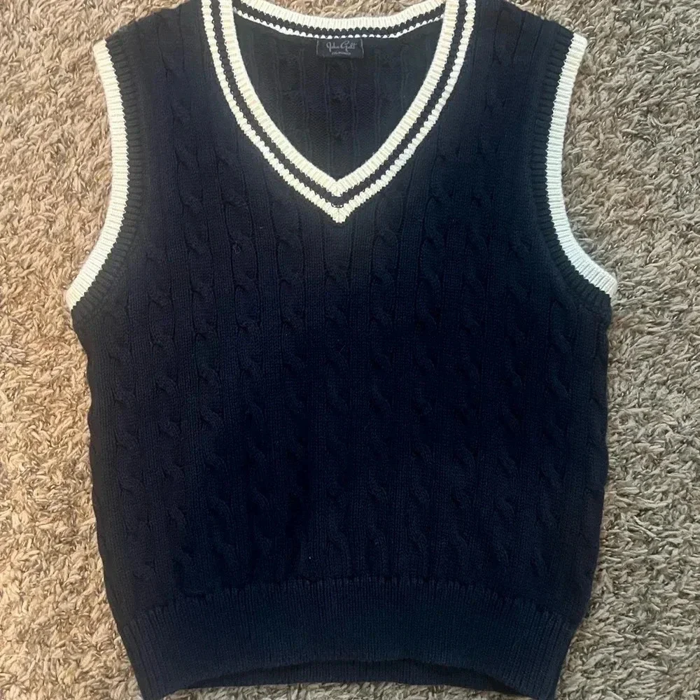 John Galt navy and white v neck sweater vest - Picture 1 of 2